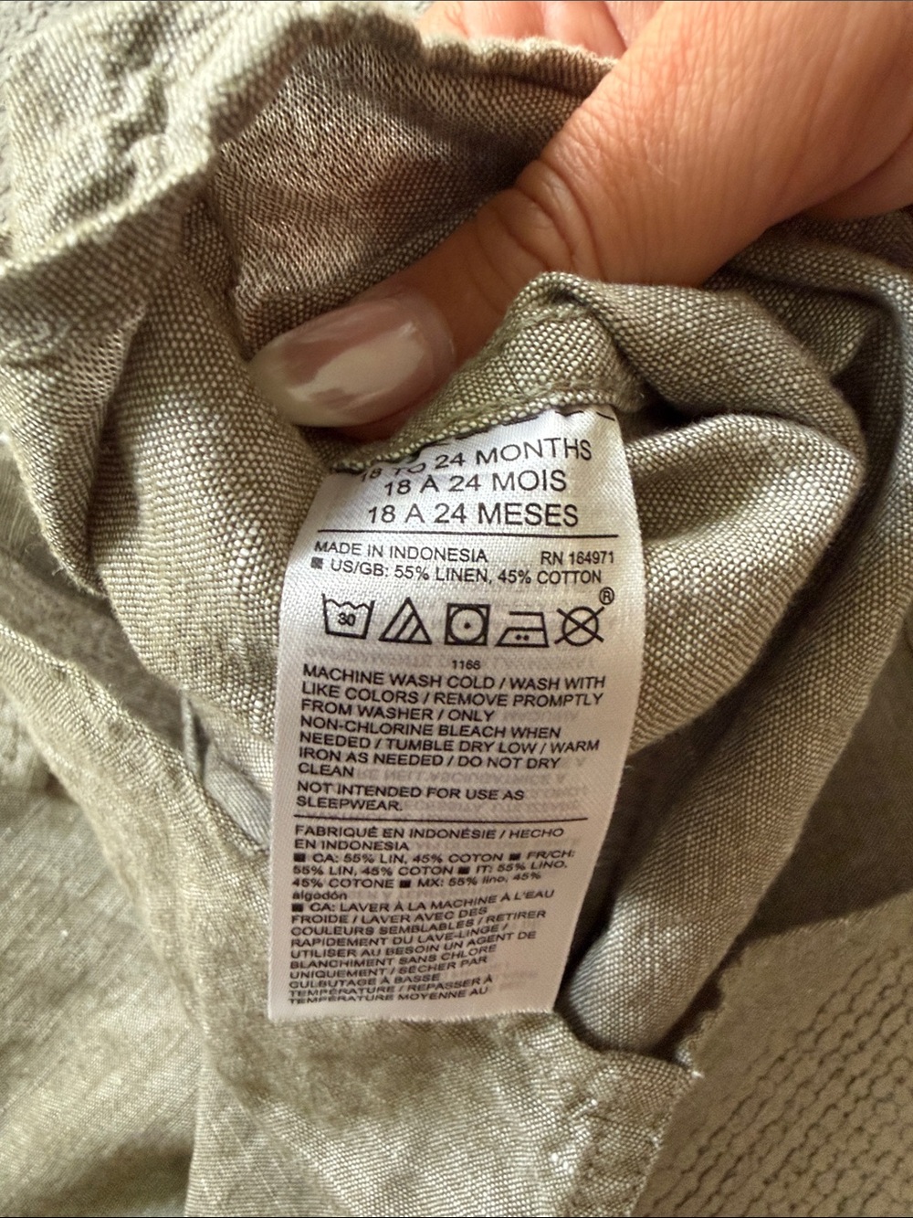Toddler Button-Down Linen Shirt in Soft Green - Picture 4 of 4